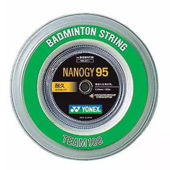 Струны для бадминтона YONEX Nanogy 95 серебристо-серые рулон 100 м (0,69 мм) НБГ95-1