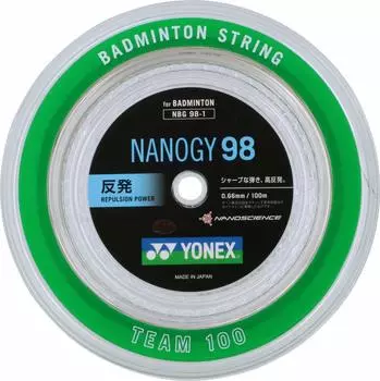 Струны для бадминтона YONEX Nanogy 98 серебристо-серые рулон 100м (0,66 мм) НБГ98-1