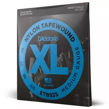 Струны для бас-гитары D Addario, черные, нейлоновые, короткие, .050-.105 ETB92S