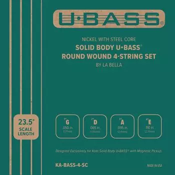 Струны для бас-гитары KALA Ukulele для серии Solid Body, никелевые, с круглой обмоткой, 4 струны (U/BASS) КА-БАСС-4-SC []