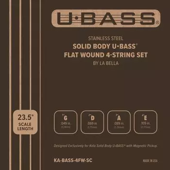 Струны для бас-гитары KALA Ukulele для серии Solid Body из нержавеющей стали с плоской обмоткой, 4 струны (U/BASS) KA-BASS-4FW-SC []