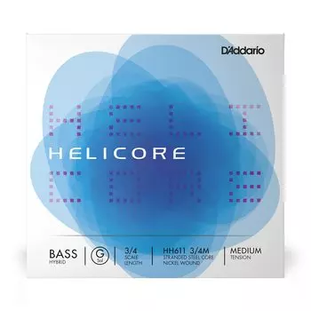 Струны для деревянной бас-гитары HH611 Helicore Hybrid Bass D Addario (Контрабас) Струны 3/4M/G-никель []