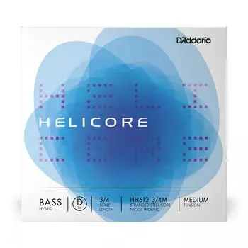 Струны для деревянной бас-гитары HH612 Helicore Hybrid Bass D Addario (Контрабас) Струны 3/4M/D-никель []