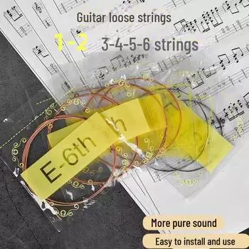 Струны для фолк-гитары из красной меди: Набор из 6 струн разного калибра для струнных инструментов.