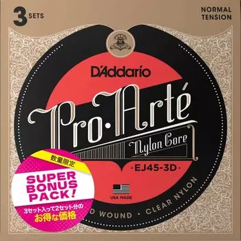 Струны для классической гитары, 3 комплекта, супербонусный набор Pro Arte Normal D Addario Silver/Clear EJ45-3DBP []