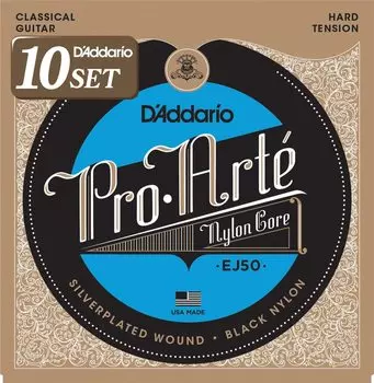 Струны для классической гитары Pro Arte Hard EJ50 x 10 Set D Addario Silver/Black [] чёрный