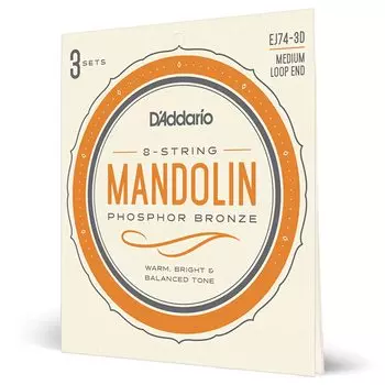 Струны для мандолины, фосфорная бронза, средние, 3 комплекта D Addario .011-.040 EJ74-3D []