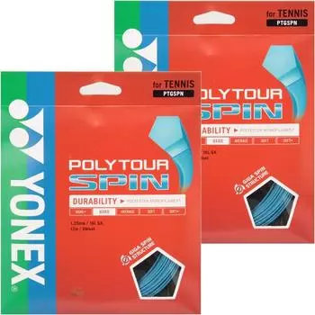 Струны YONEX Polytour Spin Gut Hard Tennis Gauge Cobalt Blue Set 1.25mm 2-струнные PTGSPN-060-2SET синий