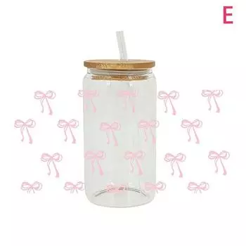 Струящиеся банты УФ DTF обертка для стакана пива 16 унций красивые ленты с любовью милый девчачий дизайн обертки для стакана УФ DTF наклейка