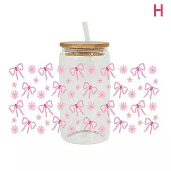 Струящиеся банты УФ DTF обертка для стакана пива 16 унций красивые ленты с любовью милый девчачий дизайн обертки для стакана УФ DTF наклейка