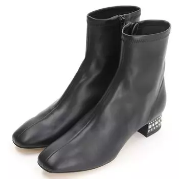 STUART Модные ботильоны-стрейч на каблуке с бусинами Черные [JILL SHOE] Ботинки, 6593, чёрный