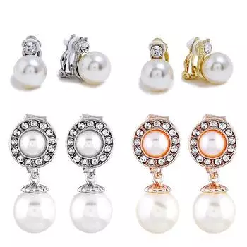 Stud Earring No pierced Drop Earrings Imitation Pearl Gifts 1Pair Wedding Exquesite Party Girls Golden Unique Silver Women Ear Clip Unique