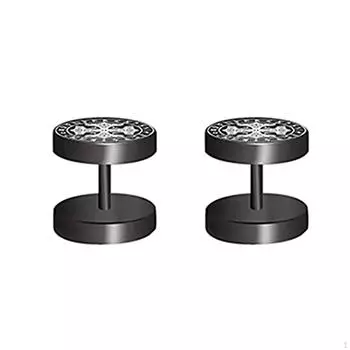 Stud Earrings Ear Studs Round Black Gothic Barbell Piercing Jewelry for Valentine s Day Style B