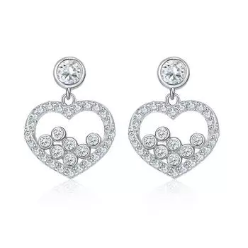 Stud Earrings Fashion 925 Silver Love Earrings Girls Gift Wind Heart Earrings 925 Silver белого золота