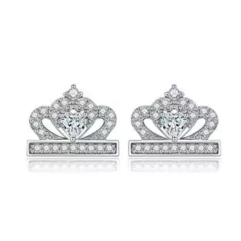 Stud Earrings Fashion S925 Sterling Silver Stud Earrings Women S Zircon Crown Stud Earrings Simple Versatile Earrings 925 Silver белого золота