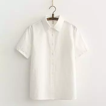 Студенческая базовая рубашка с длинными рукавами из чистого хлопка с флисовой подкладкой Point collar short sleeve M