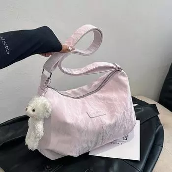 Студенческая большая сумка для отдыха для женщин, новинка 2024 года, модная корейская версия, нишевая сумка-тоут, универсальная большая вместительная сумка через плечо на одно плечо only bag