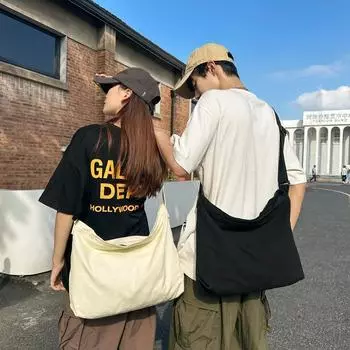 Студенческая холщовая сумка-мессенджер для мужчин и женщин, сумка через плечо для кампуса, однотонная сумка через плечо зелёный