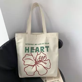 Студенческая холщовая сумка женская летняя большая вместимость одно плечо школьная сумка женская сумка-тоут холщовая сумка 1