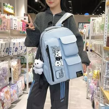 Студенческая легкая персонализированная сумка через плечо, простой рюкзак, большая вместимость, школьный портфель хаки