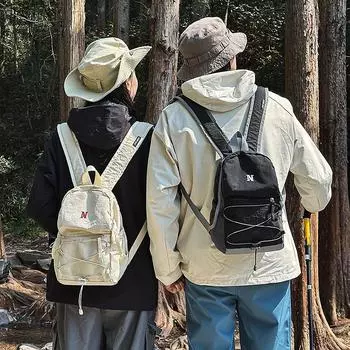 Студенческая маленькая сумка женский легкий рюкзак мужской спортивный дорожный рюкзак с цветными блоками чёрный