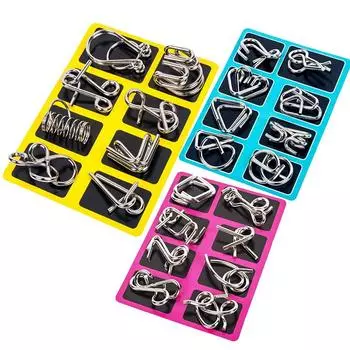 Студенческая металлическая пряжка для интеллекта, 8-секционная пряжка для воротника, детская классическая традиционная, преимущества, умные игрушки жёлтый