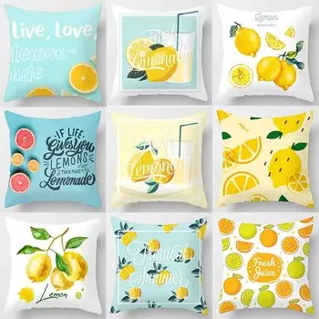 Студенческая наволочка, офисная подушка для сна, квадратная подушка, лимонно-фруктовый узор, подушка для домашнего дивана 40x40cm