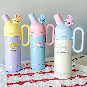 Студенческая новая большая емкость термос с ручкой чашка кофейная чашка портативная детская чашка из нержавеющей стали с трубочкой 800ml