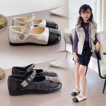 Студенческая одинарная обувь принцессы сценическая детская обувь 26 чёрный