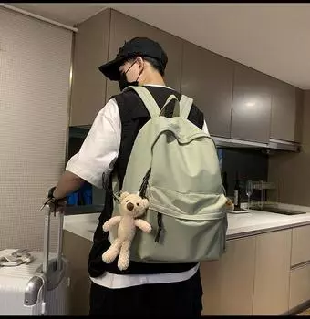 Студенческая однотонная простая сумка через плечо, большая вместимость, дорожная сумка зелёный