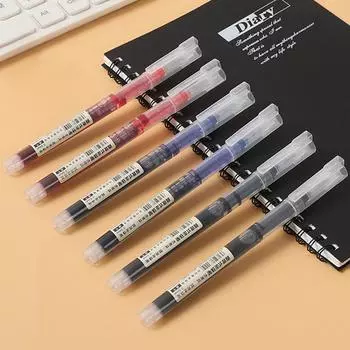 Студенческая шариковая ручка с черной жидкостью и красным наконечником толщиной 0,5 мм, быстросохнущая, подходит для подписей.