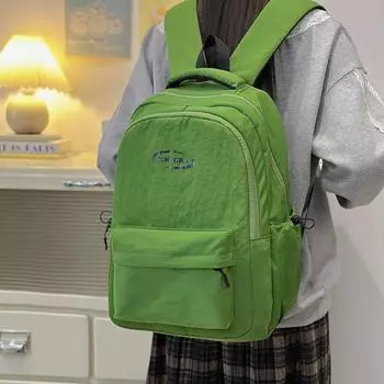 Студенческая школьная сумка, большая вместимость, рюкзак в стиле кампуса для мужчин, женский рюкзак с буквенным принтом бежевый