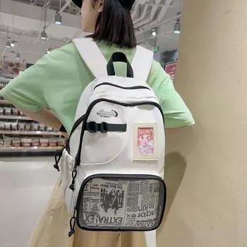 Студенческая школьная сумка большой емкости, прозрачный рюкзак, рюкзак с героями мультфильмов для девочек светло-синий