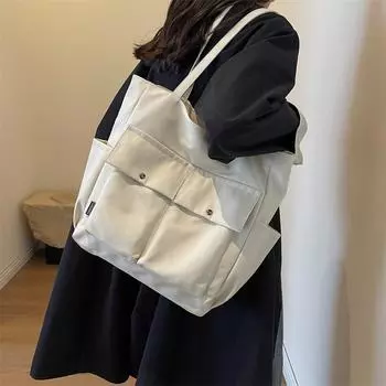 Большая вместительная сумка, сумка через плечо с несколькими карманами, женская повседневная сумка и кошелек для работы на работе бежевый