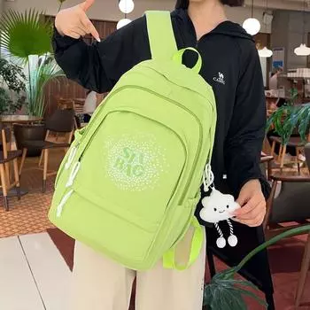 Студенческая школьная сумка для женщин, большой вместимости, рюкзак для мужчин, легкий водонепроницаемый износостойкий рюкзак зелёный