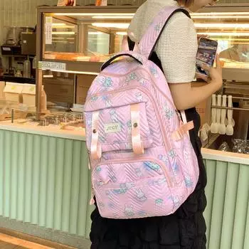 Студенческая школьная сумка мультфильм кампус рюкзак женский большой емкости рюкзак для девочек походный компьютерный рюкзак чёрный