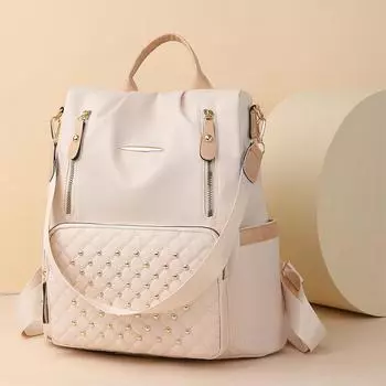 Студенческая школьная сумка, рюкзак большой емкости, женский рюкзак с инкрустацией заклепками чёрный