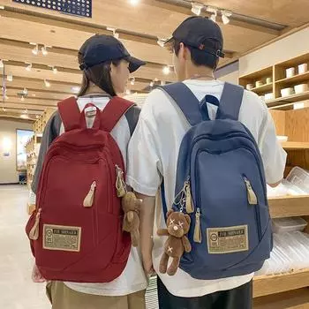 Студенческая школьная сумка, рюкзак большой емкости с буквенным принтом, рюкзак для младших и старших классов, мужчины и женщины белый