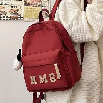 Студенческая школьная сумка с буквенным принтом, однотонный женский дорожный небольшой рюкзак красный