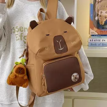 Студенческая школьная сумка с рисунком рюкзак для девочек, большой вместимости рюкзак коричневый