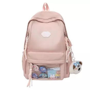 Студенческая школьная сумка в стиле колледжа, женский рюкзак, однотонный школьный портфель розовый