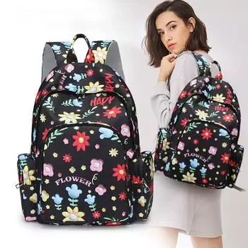 Студенческая школьная сумка женская большая вместительная рюкзак с принтом сумка для книг розовый