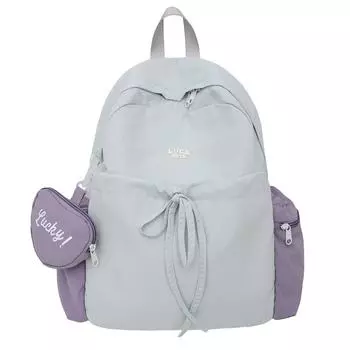 Студенческая школьная сумка женская большая вместимость студенческий рюкзак цветной блок дорожный рюкзак бежевый