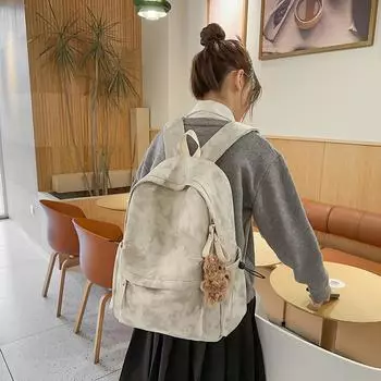 Студенческая школьная сумка, женский дорожный рюкзак, рюкзак большой вместимости бежевый