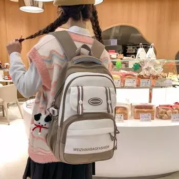 Студенческая школьная сумка, женский однотонный рюкзак для кампуса, рюкзак большой емкости синий