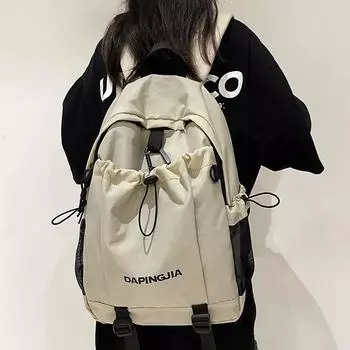 Студенческая школьная сумка, женский прочный рюкзак, мужской рюкзак с буквенным принтом коричневый