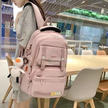 Студенческая школьная сумка, женский рюкзак большой емкости, рюкзак в академическом стиле чёрный