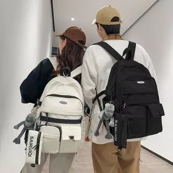 Студенческая школьная сумка, женский рюкзак большой емкости для путешествий, мужской рюкзак для пары чёрный