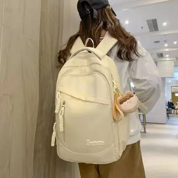 Студенческая школьная сумка, женский рюкзак большой емкости, однотонный рюкзак для учащихся средней школы зелёный