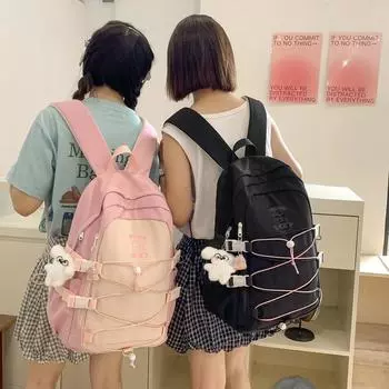 Студенческая школьная сумка, женский рюкзак большой вместимости, рюкзак для путешествий на открытом воздухе чёрный